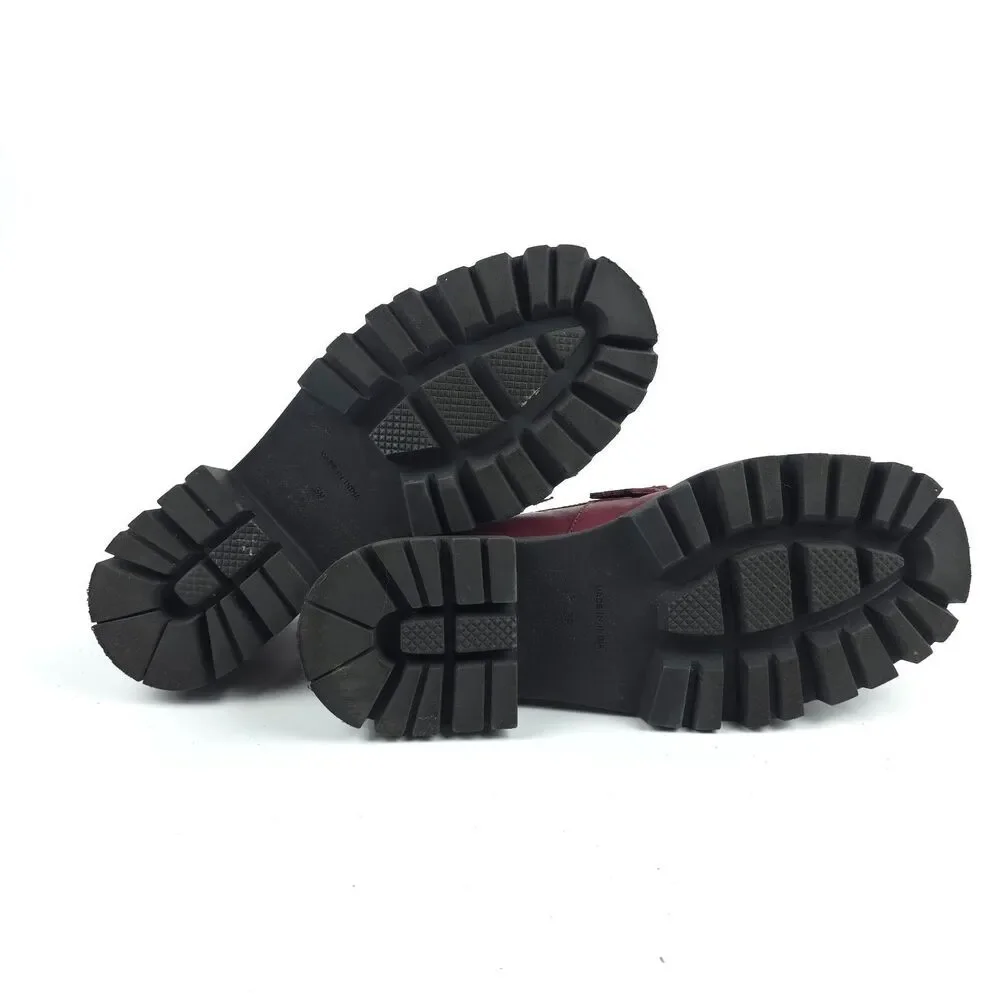 FREE PEOPLE Lyra Lug Sole Loafer Mulberry 39 Dark Academia Preppy Grunge 90s Y2k